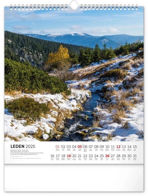 Calendrier mural NOTIQUE Balades dans le paysage tchèque 2025, 30 x 34 cm