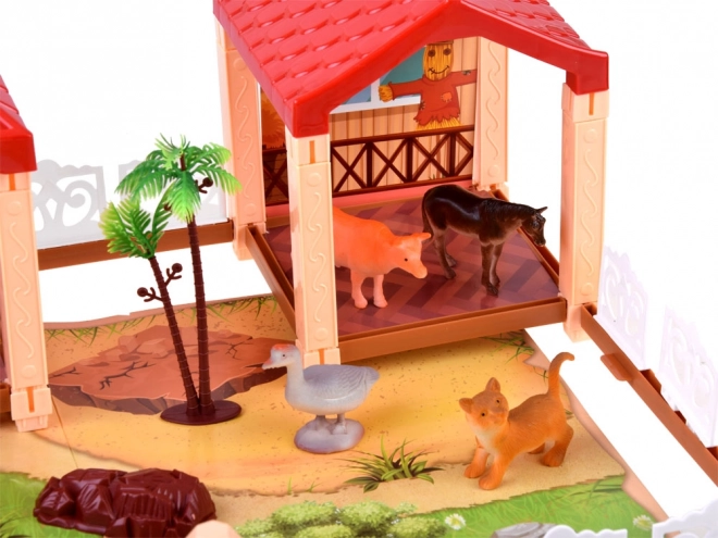 Grand ensemble Ferme sur le pâturage animaux