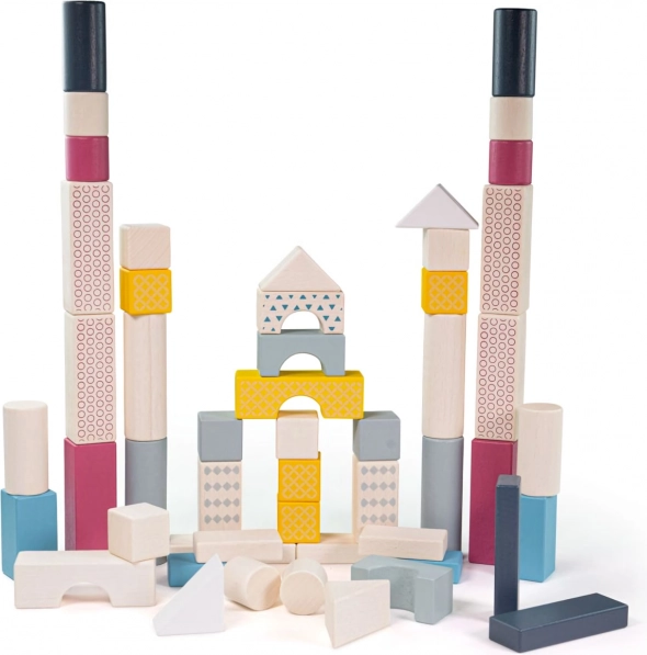 Bigjigs Toys blocs en bois dans un seau, 50 pcs