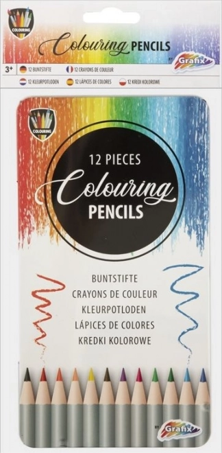 Crayons aquarellables dans une boîte en métal