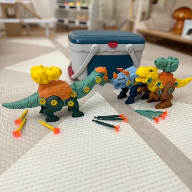 Woopie ensemble dinosaures à visser 3 pièces ensemble de construction avec mallette et perceuse avec tournevis