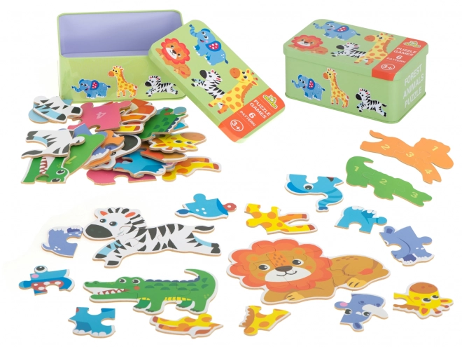 Puzzle dans une boîte en métal Safari animaux - 25 pièces