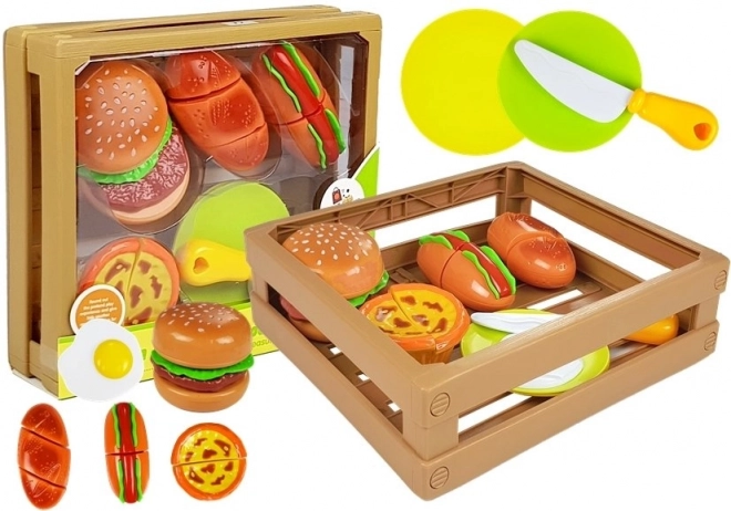 Ensemble pour couper les burgers dans une boîte