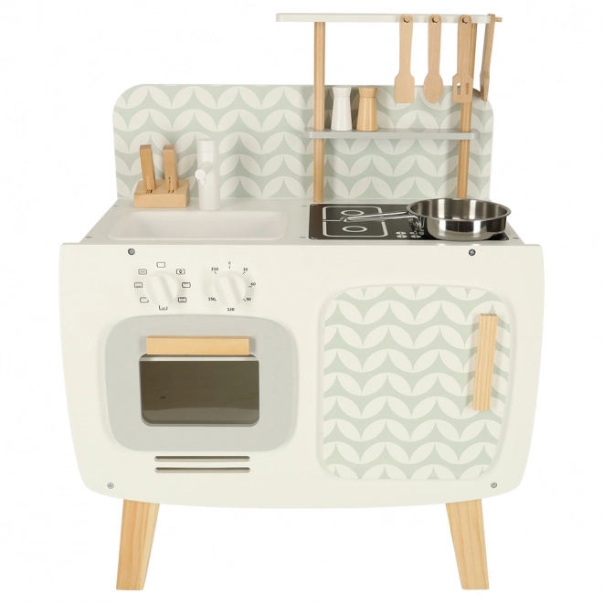Cuisine rétro en bois pour enfants avec accessoires