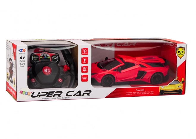 Voiture de course télécommandée 1:12 avec portes ouvrantes rouge