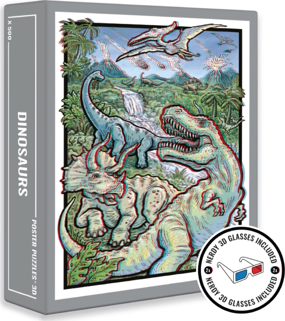 Puzzle Cloudberries Dinosaurs 3D avec lunettes, 500 pièces