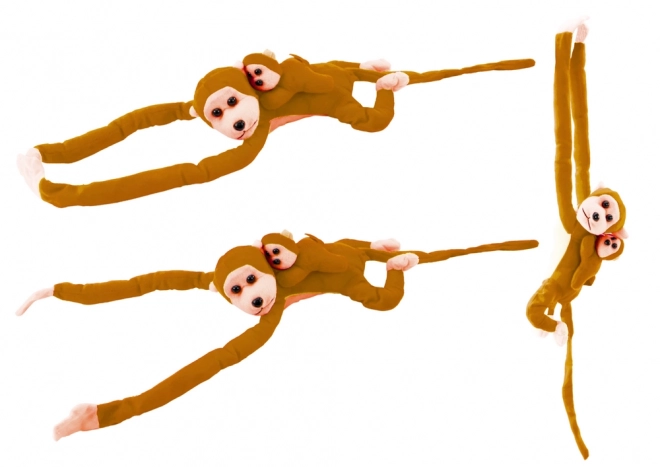 Singe en peluche avec bébé 70 cm