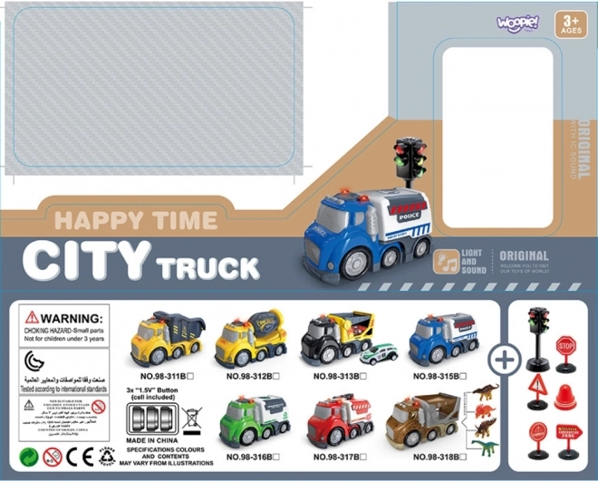 Woopie Popelářský Vůz City Truck Effets Sonores et Lumineux