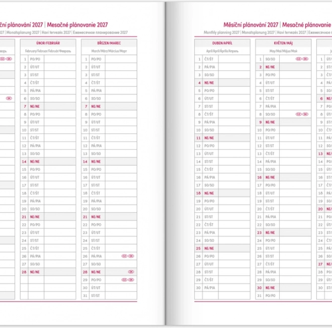 Agenda hebdomadaire bleu 2026
