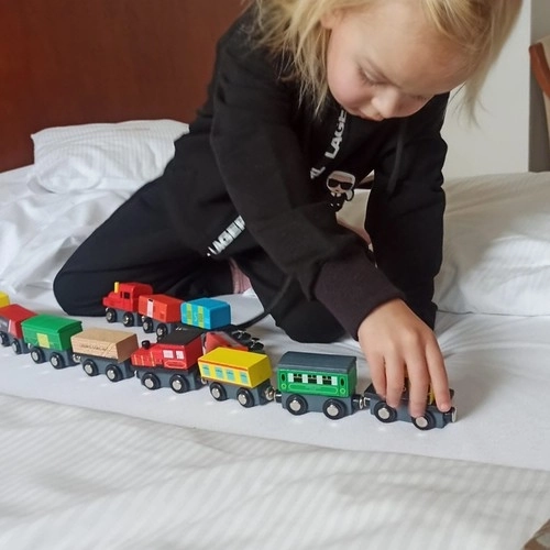 Trains en bois avec wagons - 3 locomotives et 9 wagons