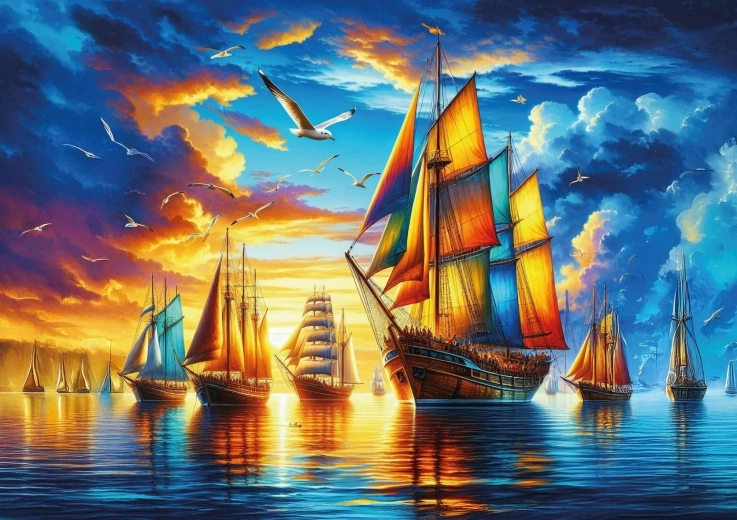 Puzzle Port coloré de voiliers 500 pièces