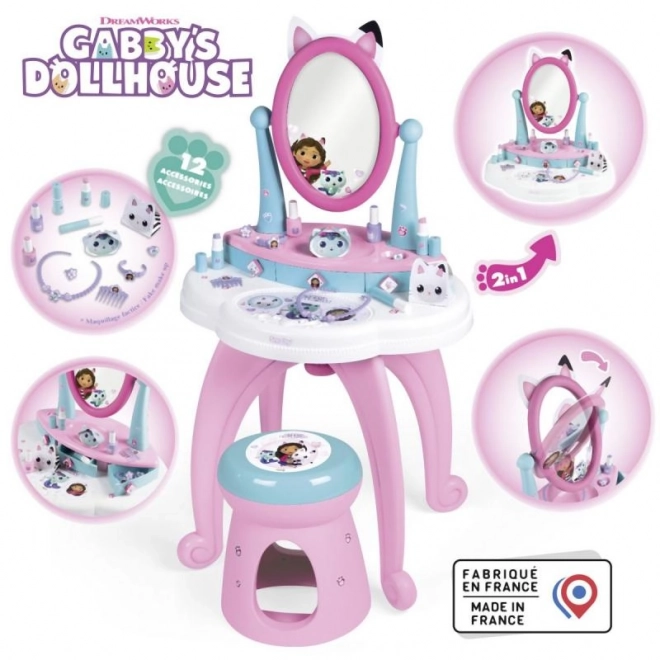 Coiffeuse 2 en 1 Gabbyb4s Dollhouse avec Tabouret