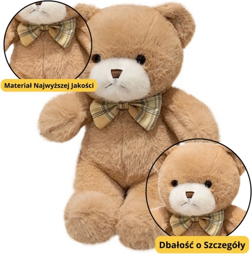 Ours en peluche beige avec nœud papillon 25 cm
