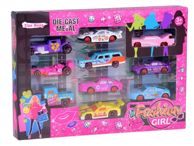 Ensemble de petites voitures en métal pour filles