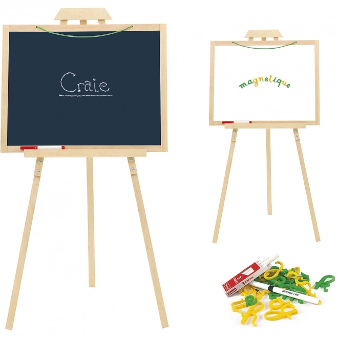 Jeujura support en bois avec tableau multifonction