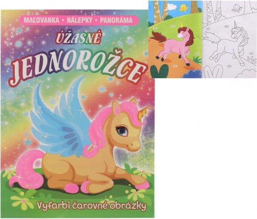 Coloriages et autocollants panorama Licornes incroyables