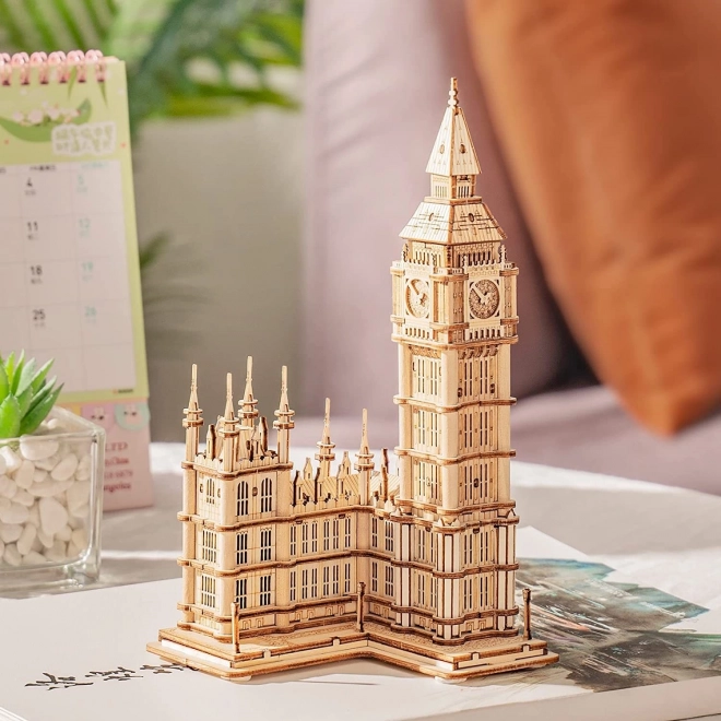 Puzzle 3D en bois RoboTime Tour de l'horloge Big Ben éclairée
