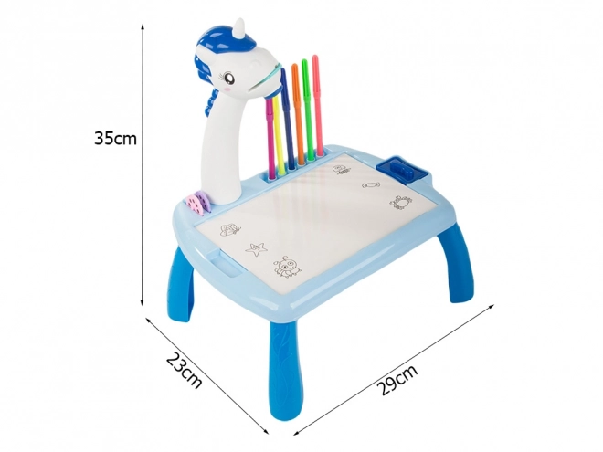 Table éducative pour enfants avec projecteur bleu