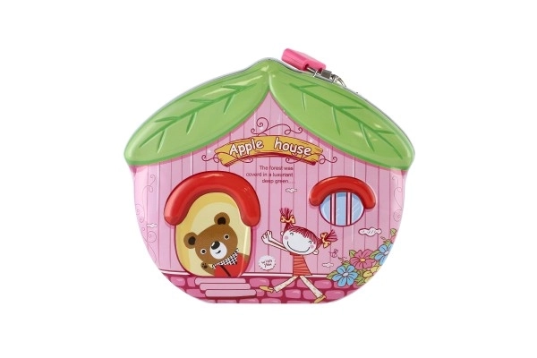 Tirelire maison en tôle avec serrure 16x8cm - 1 pièce
