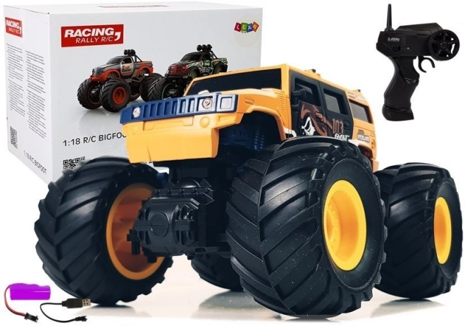 Voiture tout-terrain avec de grandes roues Bigfoot à télécommande 2.4G 1:18 jaune