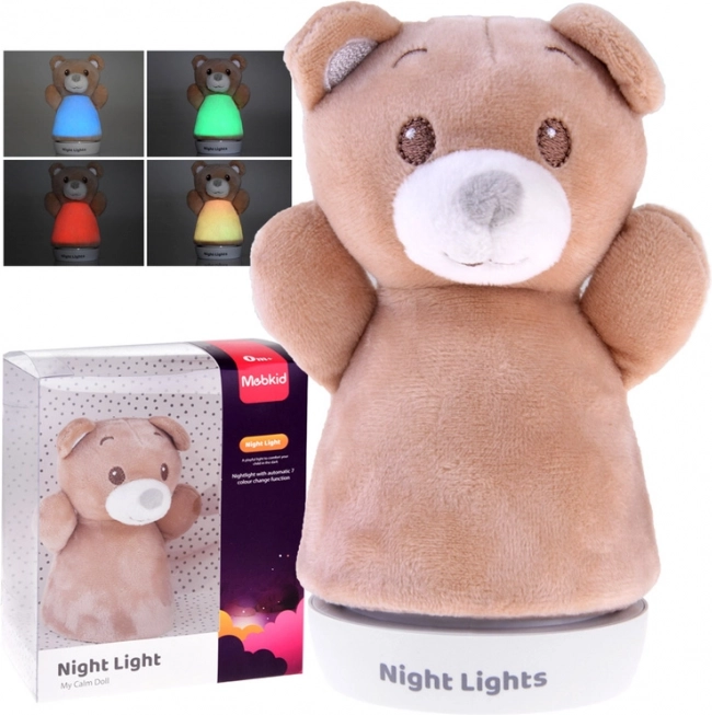 Ourson en peluche beige – veilleuse pour enfants au toucher doux