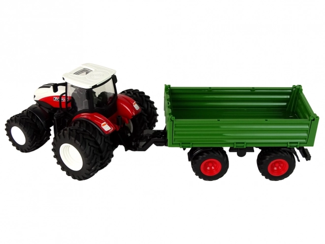 Tracteur télécommandé avec remorque 1:24 rouge-vert