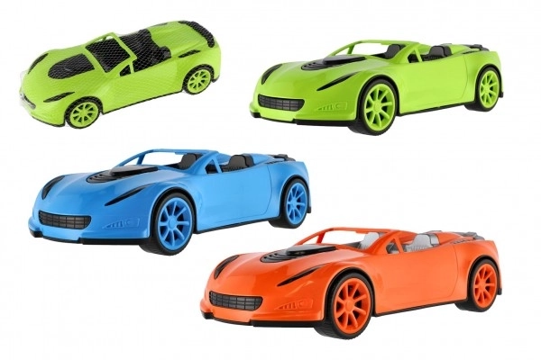 Voiture sportive en plastique 16x38cm en roue libre 3 couleurs en filet
