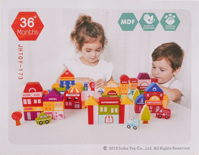 Ville en Bois – Ensemble de Construction pour Enfants à Partir de 3 Ans