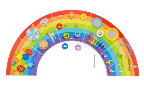 Panneau mural Montessori en bois - arc-en-ciel