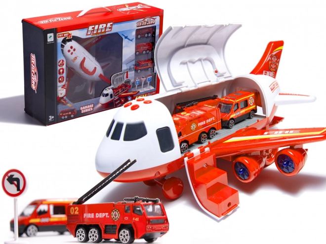 Avion de transport de pompiers avec petites voitures