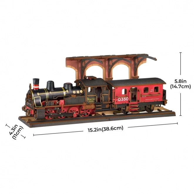 RoboTime Maquette en bois 3D Locomotive à vapeur vintage