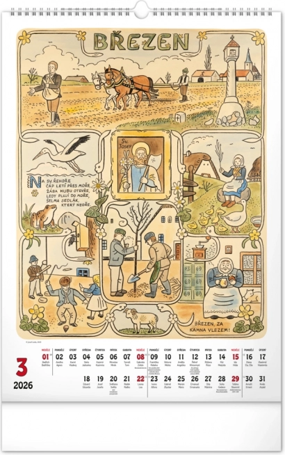 Calendrier mural Josef Lada 2026