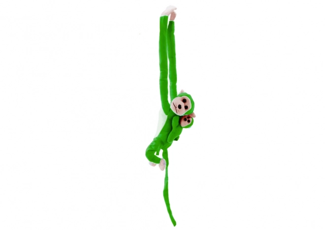 Singe en peluche avec petit vert 70 cm