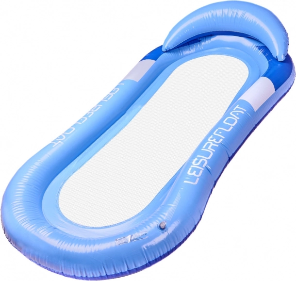 Matelas gonflable pour piscine avec appuie-tête - bleu