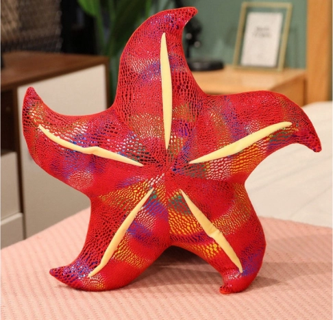 Étoile en peluche rouge coussin 45 cm