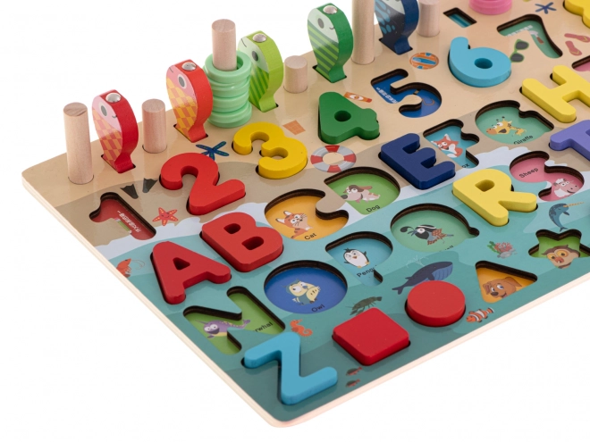 Abaque en bois - chiffres, lettres, formes et animaux