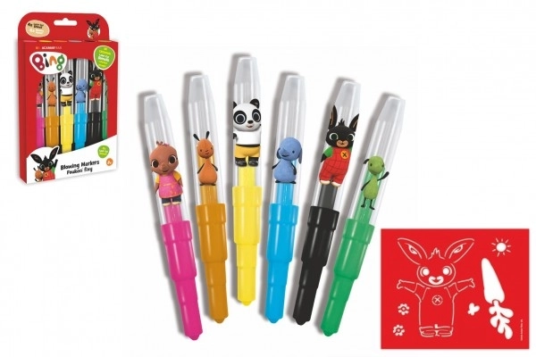 Feutres soufflants Lapin Bing 6 pcs avec pochoirs