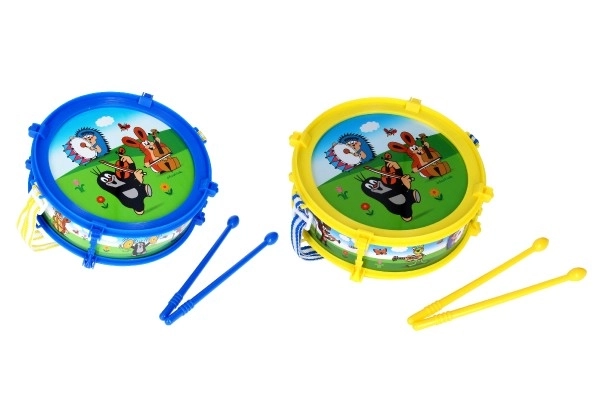 Krtek/Krteček tambourin plastique 20cm + 2 baguettes en boîte
