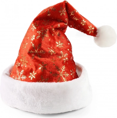 Bonnet de Noël avec flocons dorés