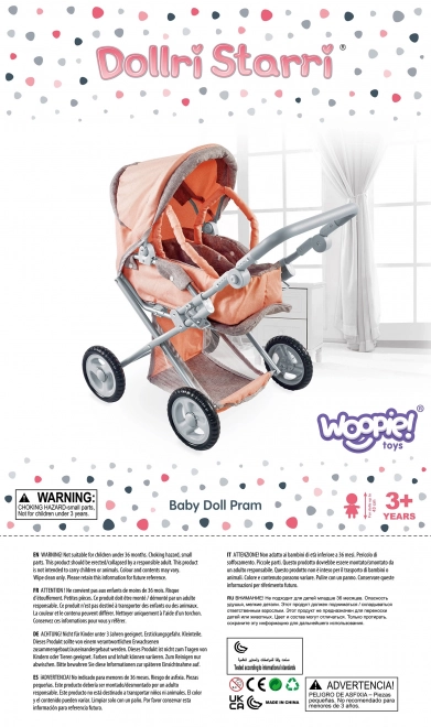 poussette pour poupées 3-en-1 rose avec pois