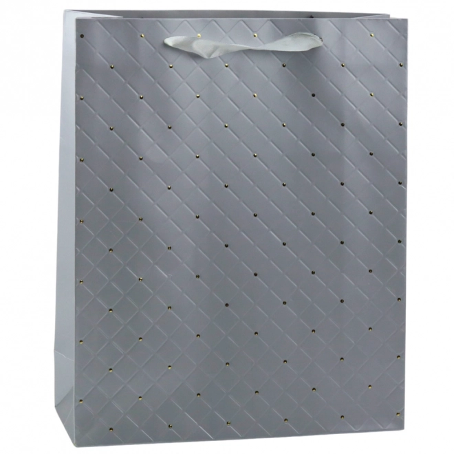 Sac cadeau en papier gris élégant avec des pois dorés