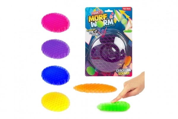 Ver de gadget changeant de forme anti-stress plastique 13cm 6 couleurs sur carte