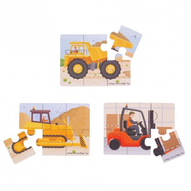 Bigjigs Toys Puzzle 3v1 Engins de chantier