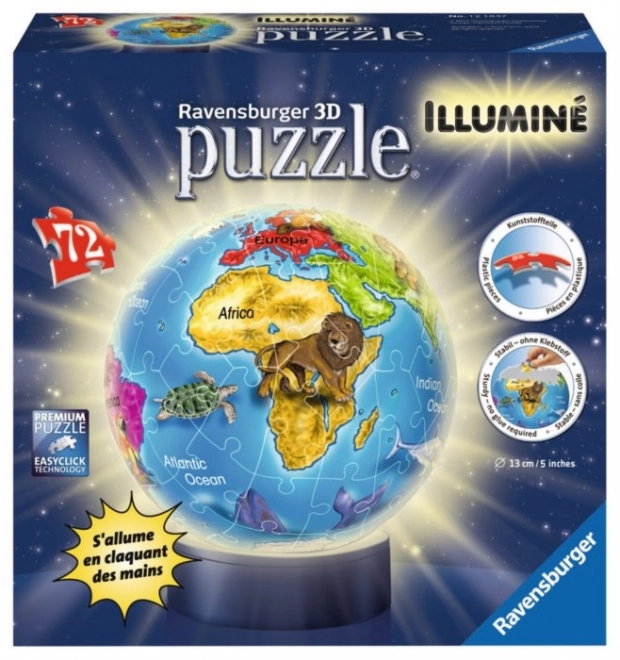 RAVENSBURGER Globe puzzleball lumineux 72 pièces