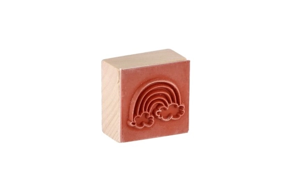 Tampons en bois 5+1 avec coussin 23 licornes 3x3cm sur carte