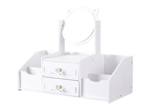 Coiffeuse cosmétique pour enfants avec oreilles et tiroirs - blanche