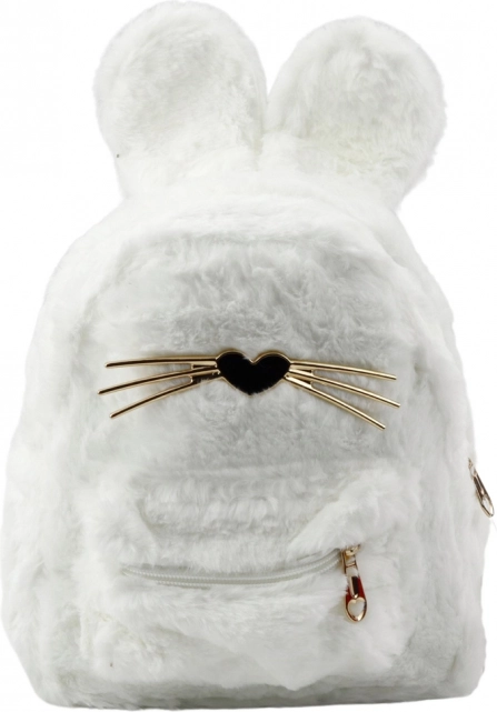 Sac à dos pour enfants blanc avec oreilles de lapin et moustaches décoratives