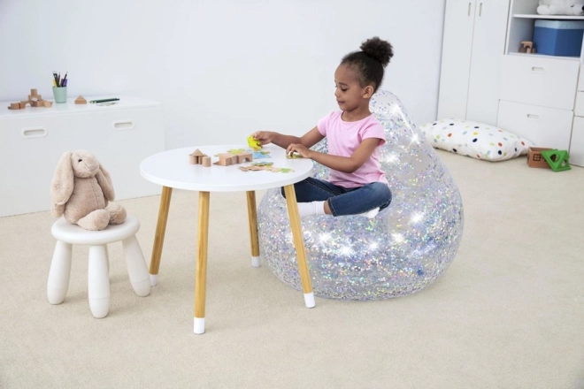 Fauteuil gonflable arc-en-ciel avec paillettes