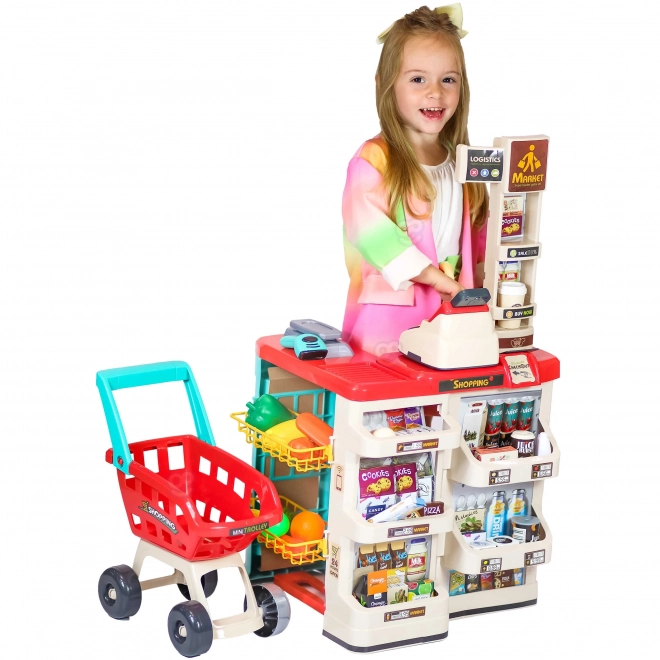 Supermarché avec chariot et scanner
