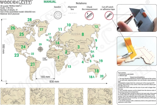 Carte en bois du monde WOODEN CITY grande